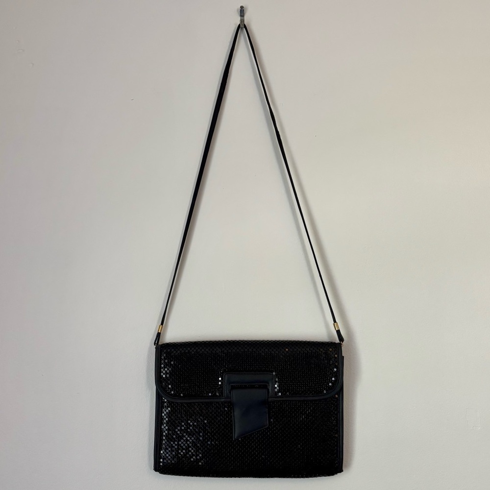 Whiting & Davis black mesh purse / clutch with removable strap - Picture 2 of 10